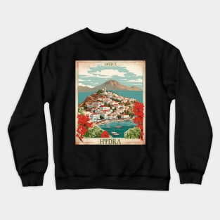 Hydra Greece Tourism Vintage Travel Poster Crewneck Sweatshirt